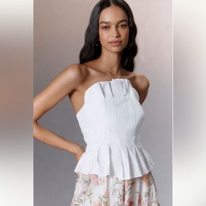 Anthropologie Porridge Strapless Ruffled Peplum Corset Top White NWT Bridal M